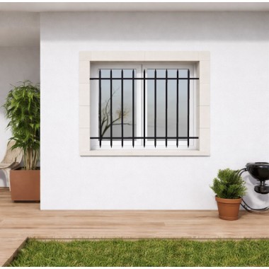Grille fenêtre de sécurité en acier sur-mesure composée de 2 lisses, de barreaux épointés, Couleur au choix.