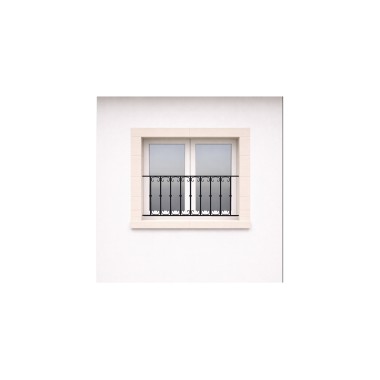 Garde-fou / garde-corps  de fenêtre  sur-mesure en acier Chataîgneraie composé de  lisses en fer plat, de barreaux et volutes